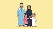 © Firman Dasmir - Cartoon Style Illustration of a Cheerful Middle Eastern Family Together