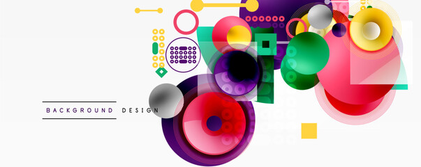 Wall Mural - Abstract vector design. Colorful shapes overlap, creating dynamic composition. Modern background suitable for various projects.