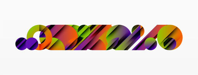 Wall Mural - Abstract colorful shapes overlap, creating dynamic visual pattern. Bright hues blend, forming modern artistic composition.