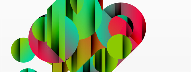 Wall Mural - Abstract geometric composition. Overlapping shapes create vibrant color gradients, dynamic visual effect. Modern design elements present.