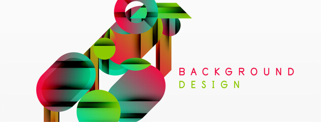 Wall Mural - Abstract geometric shapes overlap, creating vibrant color gradients. Modern design elements suggest dynamic visual experience.