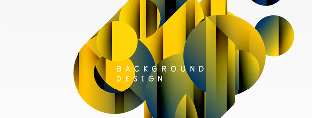 Wall Mural - Abstract geometric shapes overlap, creating vibrant yellow, blue gradients. Modern design element for backgrounds, presentations.