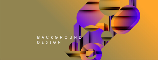 Wall Mural - Abstract geometric shapes overlap, creating vibrant color gradients. Background features text background design. Modern, stylish visual composition.