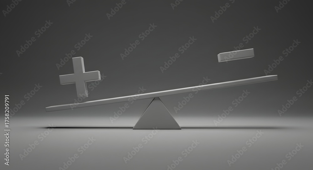 Plus Minus Balance showing imbalance, with the plus sign outweighing ...
