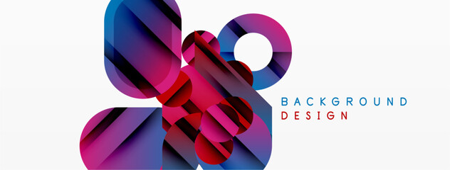 Wall Mural - Abstract geometric shapes overlap, creating vibrant color gradients. Modern design element for backgrounds, presentations.