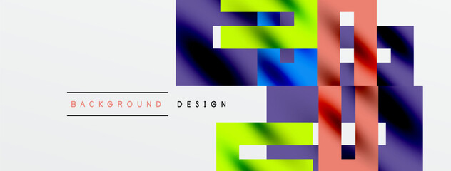 Wall Mural - Abstract geometric shapes, vibrant colors, modern design elements. Background features text labels, clean aesthetic.