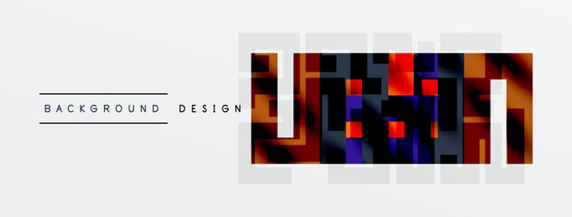 Wall Mural - Abstract geometric pattern. Rectangles create colorful mosaic effect. Minimalist design with text elements. Clean, modern aesthetic.
