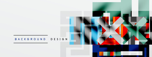 Wall Mural - Abstract geometric pattern. Squares, rectangles overlap creating modern visual effect. White space provides contrast. Simple design elements.
