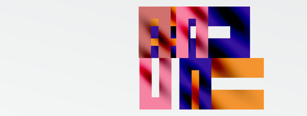 Wall Mural - Abstract geometric shapes, vibrant colors, pink, purple, orange. Minimalist design, modern aesthetic, clean composition.