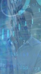 Wall Mural - Animation of statistics and financial data processing over business people working in office