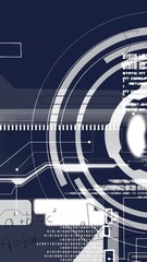 Wall Mural - Animation of interface round scanner and data processing against blue background