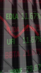 Wall Mural - Animation of financial data processing over office building
