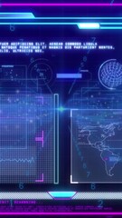 Wall Mural - Animation of data processing over network of connections on black background