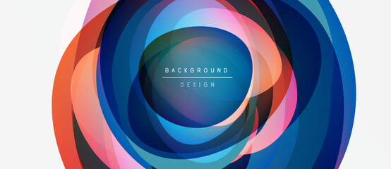 Wall Mural - Abstract layers create circular design. Vibrant colors blend, forming dynamic visual effect. Modern, stylish background element.