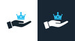 © Ryan - Hand holding crown icon set success royalty leadership power symbol -  Glyph solid icon - Editable modern style icon.