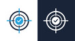 © Ryan - Two target icons with checkmark success achievement goal completion accurate shot strategy -  Glyph solid icon - Editable modern style icon.