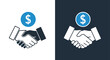 © Ryan - Business handshake agreement with dollar coin icon symbolizing financial transaction -  Glyph solid icon - Editable modern style icon.
