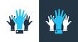 © Ryan - Teamwork hands up icon set showing diversity and participation in blue and black -  Glyph solid icon - Editable modern style icon.