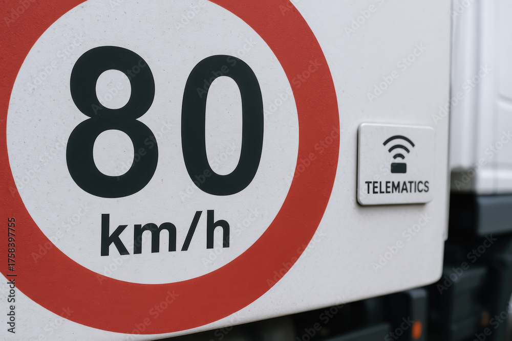 80 km/h speed sign telematics badge accident prevention safety message ...