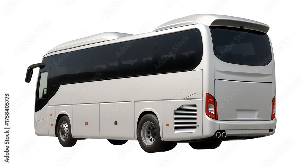 Intercity bus featuring a distinctive roof spoiler and dual exhaust ...