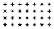 © emiloo - Collection of various star shapes, featuring different designs and levels of complexity, all in black.