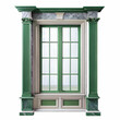 © ZOOMMON REZA - Green window frame with columns isolated on transparent background, home decoration