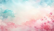 © Vee92 - Soft watercolor background with blooming pink flowers and a gentle gradient of blue and pink clouds