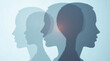 © MariPon - Overlapping Human Head Silhouettes in Profile Suggesting Identity Confusion and Mental Health