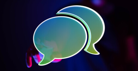 Abstract image of glowing speech bubbles, representing communication and connection.