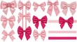 © Rasa - Collection of pink ribbon bows with various styles and designs on white