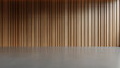 © A2Z AI  - A modern, minimalist interior featuring a wooden slat wall and a smooth, gray floor. The composition showcases clean lines and a warm, inviting color palette.