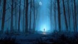 © nameera_hasan - lone figure in glowing blue forest