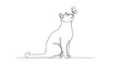 © Madumal - Single line drawing of a cat looking at a butterfly, minimalist nature art