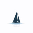 © El - Sailing silhouette of a boat on calm water with two people