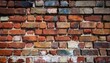 © Christie - close up view of an aged brick wall with texture variations and weathered paint architectural vertical background