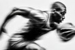 © Topuria Design - Basketball athlete powerfully dribbling ball, creating abstract motion emphasizing speed, action, and determination
