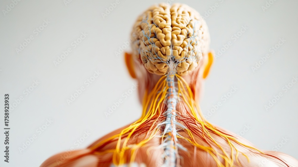 Anatomy Back View of Brain, Spine and Nerves, Neuroscience , Anatomy ...