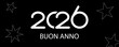 © emmanuel - biglietto o striscione per augurare un felice anno nuovo 2026 in bianco su sfondo nero con stelle bianche