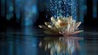 © Hachem - A lotus flower with digital rain in a serene and mystical setting