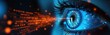 © Viktor - Digital eye with futuristic tech data stream. Artificial intelligence concept. Cyber security theme visualizes vision and innovation with data transfer.