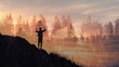 © kieferpix - Man climbing up mountain, feeling strong and powerful. Double exposure, self improvement, success, and life goals concept.