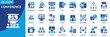 © Uniconlabs - Conference icon set collection in flat style. Icon pack contains conference, meeting, seminar, workshop, audience, presentation, networking, discussion, agenda, session