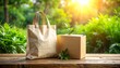 © andre - Eco-Friendly Tote Bag and Cardboard Box Promoting Sustainability