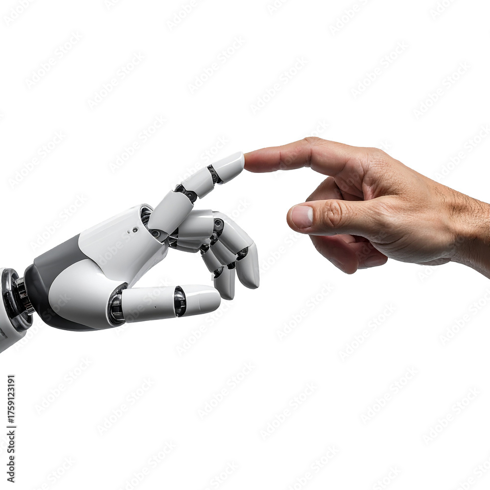 PNG Human and Robot Hand Connection: Symbolic of collaboration, this ...