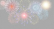 © luda - set of isolated vector fireworks on a transparent background.