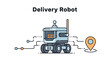 © Sazid - Modern delivery robot with gps location pin and network connections visualizing autonomous logistics vector