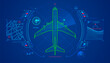 © Jackie Niam - concept of air traffic control or  radar technology, graphic of airplane with futuristic aviation interface
