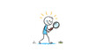 © Reginald - A curious stick figure person excitedly searches for something small and green with a magnifying glass.