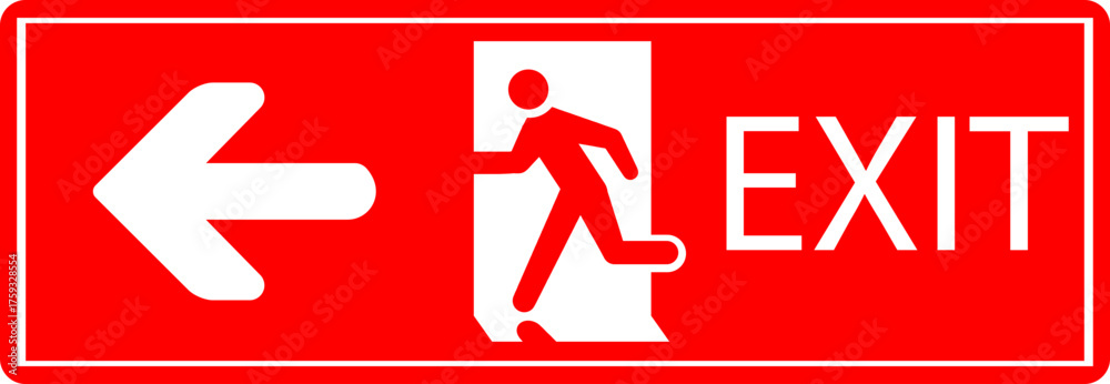 Emergency Relocation Sign เวกเตอร์ Stock Emergency Exit Icon. Vector illustration of running man ...