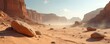 © Maryna - Illustration of a desert landscape with large boulders. The scene has sand and rock formations with soft light. This artwork can be used for various projects.